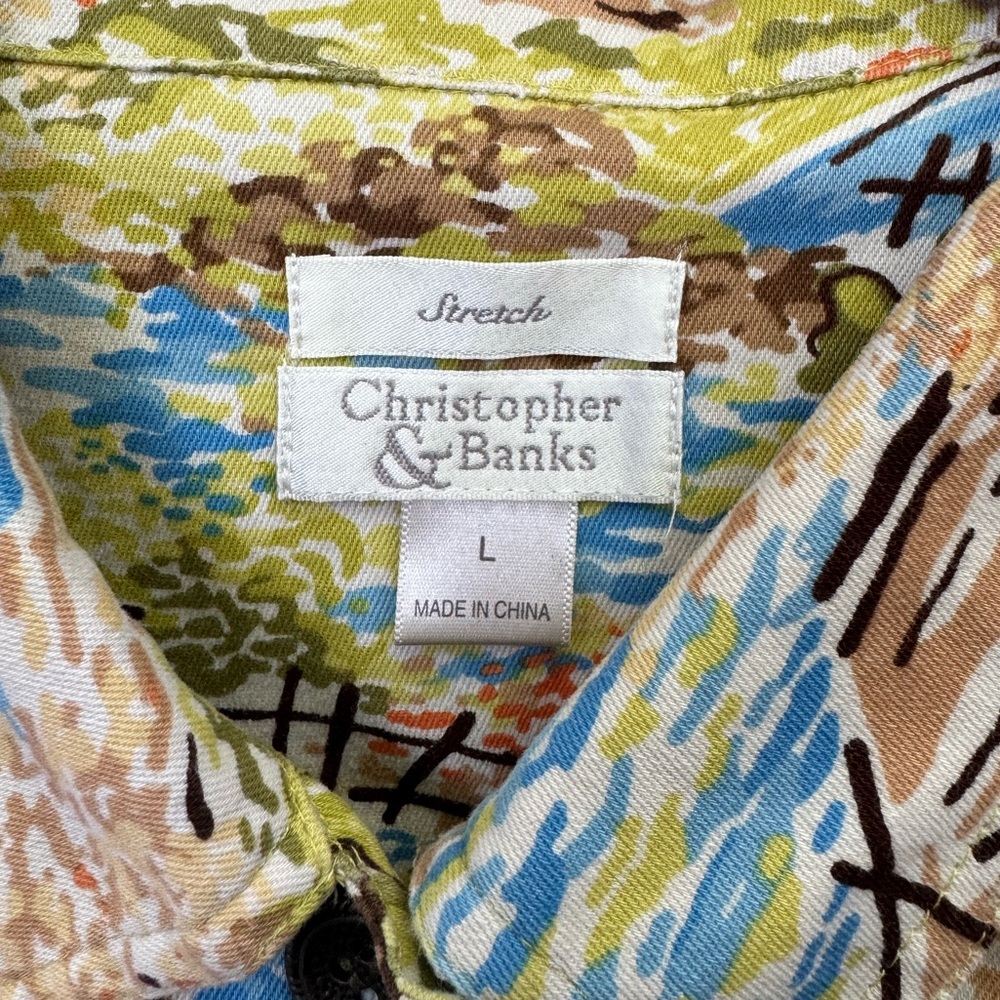 Christopher & Banks Watercolor Landscape Scene Jacket size Large - Picture 8 of 8